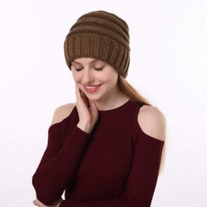 Skullies & Beanies Trendy Chunky Beanie for Women Thick Cable Knit Slouchy Beanies Caps Warm & Soft Winter Hats Cozy - C518AG...