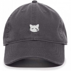 Baseball Caps Crying Cat Baseball Cap Embroidered Cotton Adjustable Dad Hat - Charcoal - CG18AEIO24N $16.08