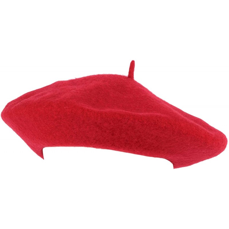 Berets Wool French Beret for Men and Women in Plain Colours - Red - C918QA5Z4Q2 $13.08