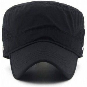 Baseball Caps Mens Womens Quick Dry Cadet Cap Waterproof Army Military Hat Flat Top Caps Mesh Inner - B-black - C711ACXSXHN $...