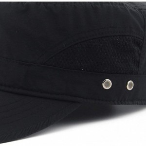 Baseball Caps Mens Womens Quick Dry Cadet Cap Waterproof Army Military Hat Flat Top Caps Mesh Inner - B-black - C711ACXSXHN $...