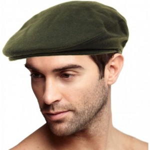 Newsboy Caps Men's Winter 100% Soft Wool Solid Flat Ivy Driver Golf Cabby Cap Hat - Olive - CI1867I86OS $19.35