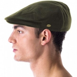 Newsboy Caps Men's Winter 100% Soft Wool Solid Flat Ivy Driver Golf Cabby Cap Hat - Olive - CI1867I86OS $19.35