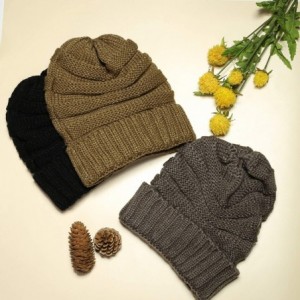 Skullies & Beanies Trendy Chunky Beanie for Women Thick Cable Knit Slouchy Beanies Caps Warm & Soft Winter Hats Cozy - C518AG...