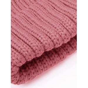 Skullies & Beanies Women Winter Kintted Beanie Hats with Real Fox Fur Pom Pom - Pink - CO12NRE5L8G $12.64