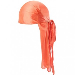 Skullies & Beanies Silk Durags for Men Waves-Long Tail Cool Doorags Scarf Chemo Wave Caps - Orange - CE18SHWYGAA $13.31