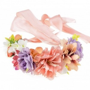Headbands Rose Flower Headband Floral Crown Garland Halo - 4 Coral - CR18D659S3U $27.49
