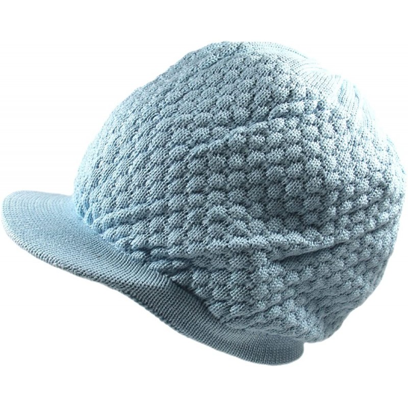 Skullies & Beanies Unisex Cotton Rasta Beanie Visor - Sky Blue - CM11ZP5QU15 $11.87