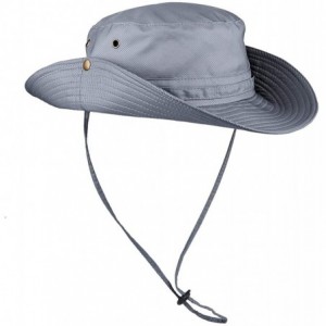 Bucket Hats Solid Color Bucket Hat- Sun Protection Outdoor Fishing Garden Boonie Cap - Grey - CX18R7OYC58 $22.98