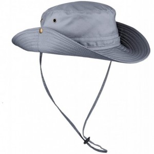 Bucket Hats Solid Color Bucket Hat- Sun Protection Outdoor Fishing Garden Boonie Cap - Grey - CX18R7OYC58 $12.83