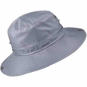 Bucket Hats Solid Color Bucket Hat- Sun Protection Outdoor Fishing Garden Boonie Cap - Grey - CX18R7OYC58 $12.83