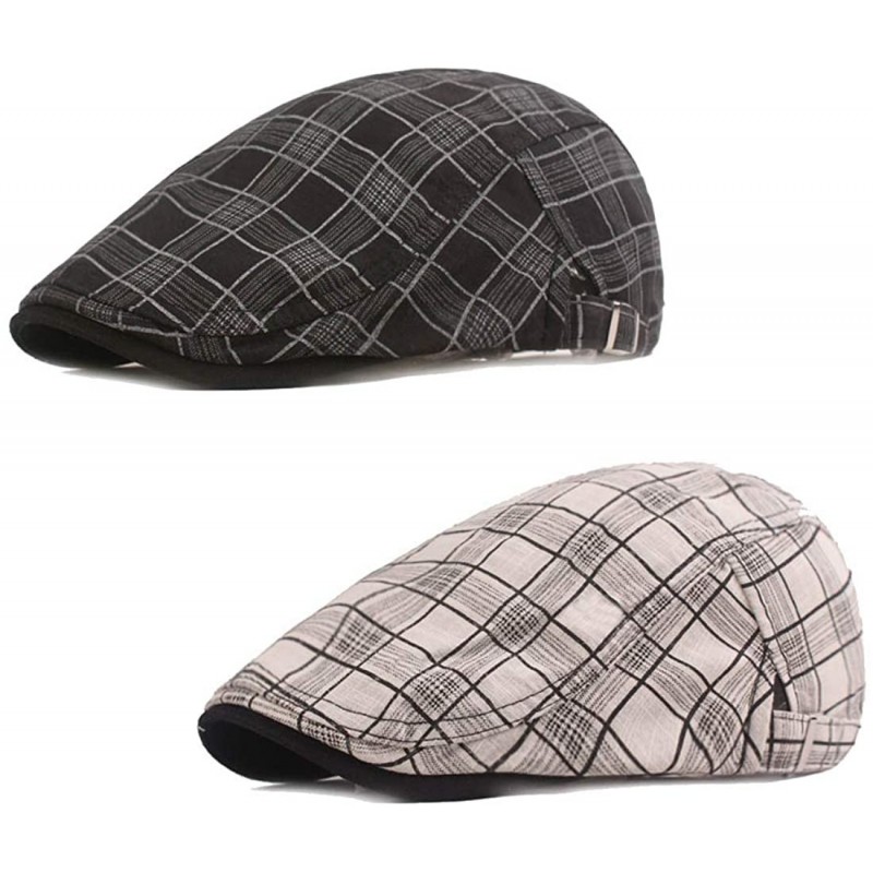 Newsboy Caps Colored Plaid Longshoreman`s Flat Cap Irish Ivy Newsboy Hat - 1975 Black+white - C7197KO0G4L $16.45