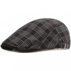 Newsboy Caps Colored Plaid Longshoreman`s Flat Cap Irish Ivy Newsboy Hat - 1975 Black+white - C7197KO0G4L $16.45