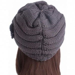 Berets Women Ladies Winter Knitting Hat Warm Artificial Wool Snow Ski Caps With Visor - R-gray - CY1897N2TSX $18.74