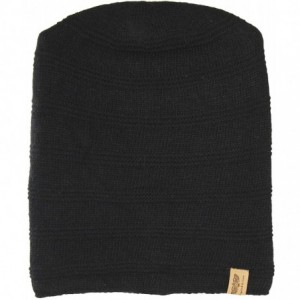 Skullies & Beanies Reversible Winter Knit Slouchy Beanie Hat - Unisex Knitted Slouch Cap - Black - CK12M8JYDLT $10.64