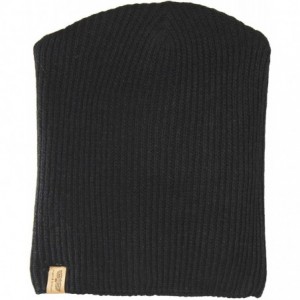 Skullies & Beanies Reversible Winter Knit Slouchy Beanie Hat - Unisex Knitted Slouch Cap - Black - CK12M8JYDLT $10.64