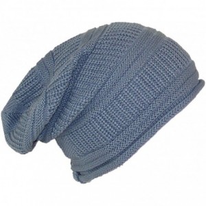 Skullies & Beanies D&Y Womens Textured Knit Winter Slouchy Hat W/Rolled Edge (One Size) - Gray - CV125J1GHZD $11.45