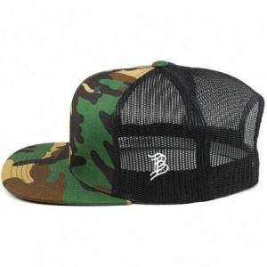 Baseball Caps USA 'Midnight Glory' Dark Leather Patch Hat Flat Trucker - One Size Fits All - Camo/Black - CS18IGO4N2C $43.07