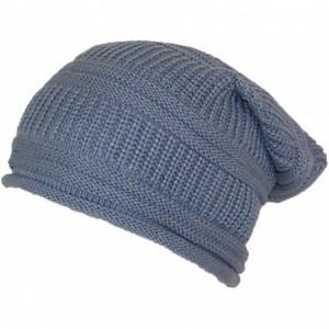 Skullies & Beanies D&Y Womens Textured Knit Winter Slouchy Hat W/Rolled Edge (One Size) - Gray - CV125J1GHZD $11.45