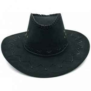 Cowboy Hats Fashion Unisex Adult Western Cowboy Cowgirl Caps Wide Brim Sun Hats - Black - CZ188G99I3E $19.62