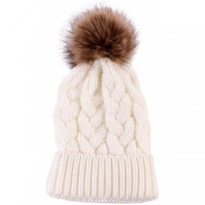 Skullies & Beanies 2PCS Mother&Baby Hat Parent-Child Hat Family Matching Cap Winter Warmer Knit Wool Beanie Ski Cap - White -...