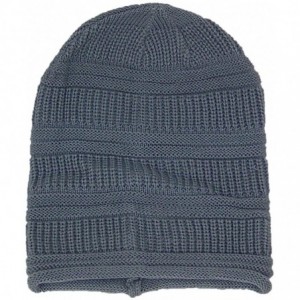 Skullies & Beanies D&Y Womens Textured Knit Winter Slouchy Hat W/Rolled Edge (One Size) - Gray - CV125J1GHZD $11.45