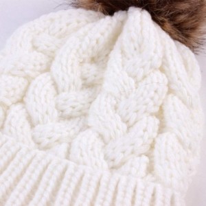 Skullies & Beanies 2PCS Mother&Baby Hat Parent-Child Hat Family Matching Cap Winter Warmer Knit Wool Beanie Ski Cap - White -...