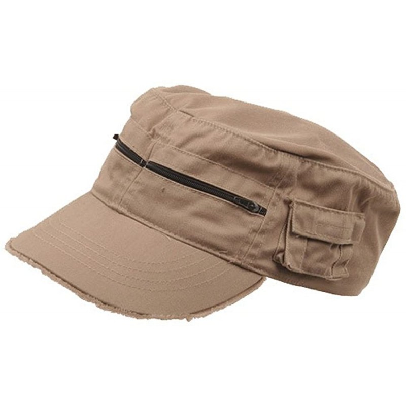 Baseball Caps Zippered Enzyme Army Cap - Khaki - C6111QRJ58L $8.71