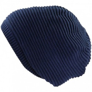 Skullies & Beanies Rasta 100% Cotton Knitted Slouchy Beanie XL - Navy - C412IGGW7WZ $35.39