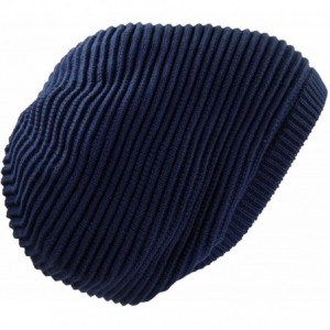 Skullies & Beanies Rasta 100% Cotton Knitted Slouchy Beanie XL - Navy - C412IGGW7WZ $18.87