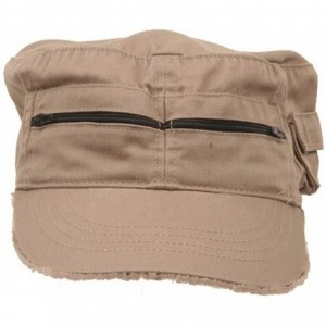 Baseball Caps Zippered Enzyme Army Cap - Khaki - C6111QRJ58L $8.71