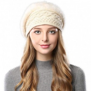 Berets Furry French Beret for Women Warm Fleece Lined Knit Paris Mime Hat Winter Slouch Beanie - Champagne - CN18QCD9N4Q $19.41