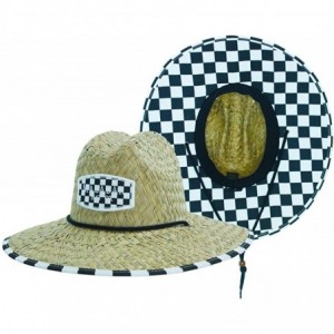 Sun Hats Men's Straw Hat with Fabric Pattern Print Lifeguard Hat- Beach- Gardening- Pool- and Outdoors - CH19237HUHS $83.03
