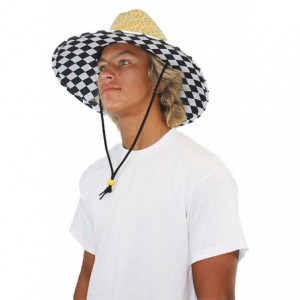 Sun Hats Men's Straw Hat with Fabric Pattern Print Lifeguard Hat- Beach- Gardening- Pool- and Outdoors - CH19237HUHS $49.62