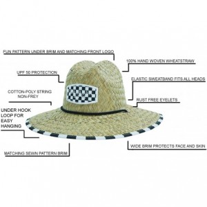 Sun Hats Men's Straw Hat with Fabric Pattern Print Lifeguard Hat- Beach- Gardening- Pool- and Outdoors - CH19237HUHS $49.62
