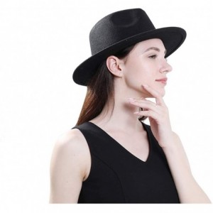 Fedoras Women Belt Buckle Fedora Hat - Black - CQ182IGRU56 $14.61