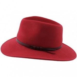 Fedoras Classique Large Wool Felt Fedora Hat Packable Water Repellent Wide Brim - Rouge - CD187NLGQ7G $44.97