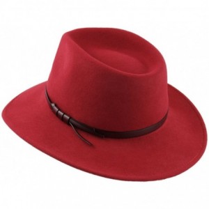 Fedoras Classique Large Wool Felt Fedora Hat Packable Water Repellent Wide Brim - Rouge - CD187NLGQ7G $44.97