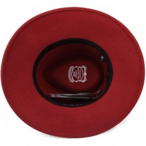 Fedoras Classique Large Wool Felt Fedora Hat Packable Water Repellent Wide Brim - Rouge - CD187NLGQ7G $44.97