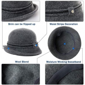 Bucket Hats Womens Wool Blend Winter Bucket 1920s Vintage Derby Hat Fedora Round Fall Bowler 55-59cm - 00090-grey - CP18YKZRK...