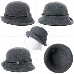 Bucket Hats Womens Wool Blend Winter Bucket 1920s Vintage Derby Hat Fedora Round Fall Bowler 55-59cm - 00090-grey - CP18YKZRK...