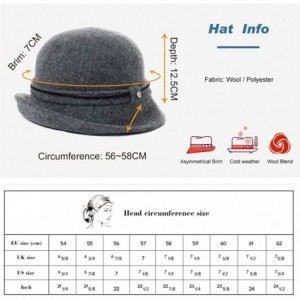 Bucket Hats Womens Wool Blend Winter Bucket 1920s Vintage Derby Hat Fedora Round Fall Bowler 55-59cm - 00090-grey - CP18YKZRK...