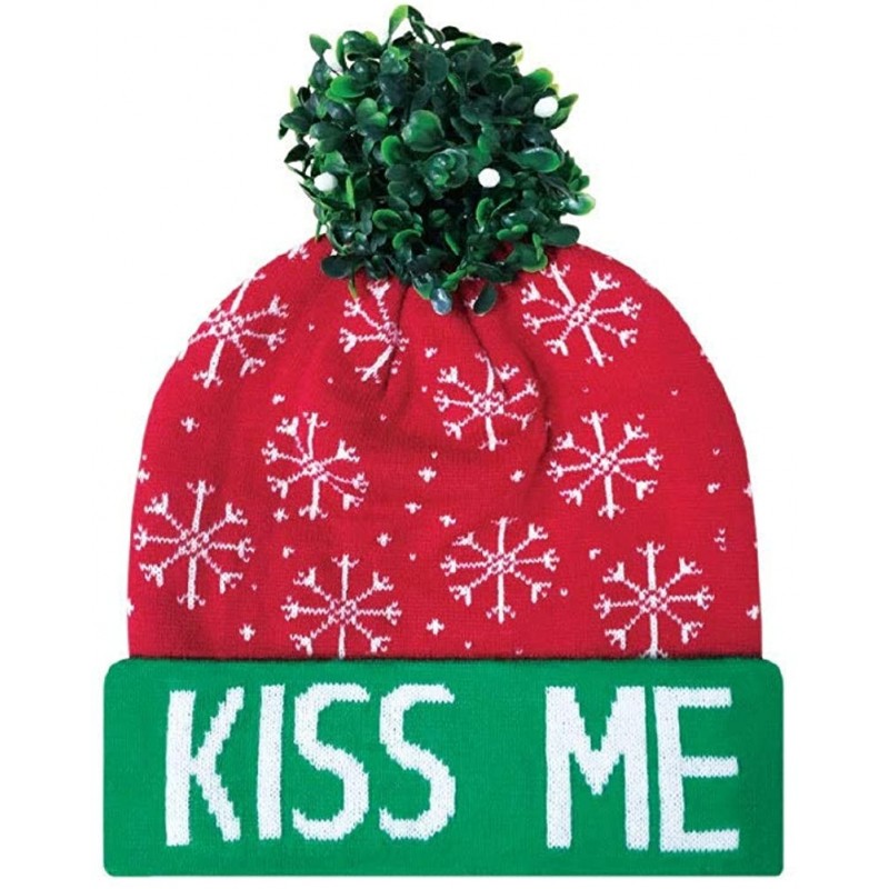 Skullies & Beanies Christmas Mistletoe Baseball Cap Beanie Women Winter hat Snow Santa Claus Baby - Mistletoe Kiss Me - C612N...