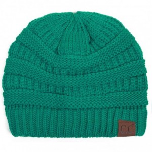 Skullies & Beanies 3pc Set Trendy Warm Chunky Soft Stretch Cable Knit Beanie Scarves Gloves Set - Sea Green - C218ZLGHR3G $38.85