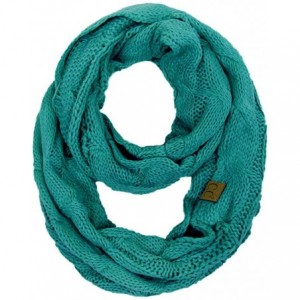 Skullies & Beanies 3pc Set Trendy Warm Chunky Soft Stretch Cable Knit Beanie Scarves Gloves Set - Sea Green - C218ZLGHR3G $38.85