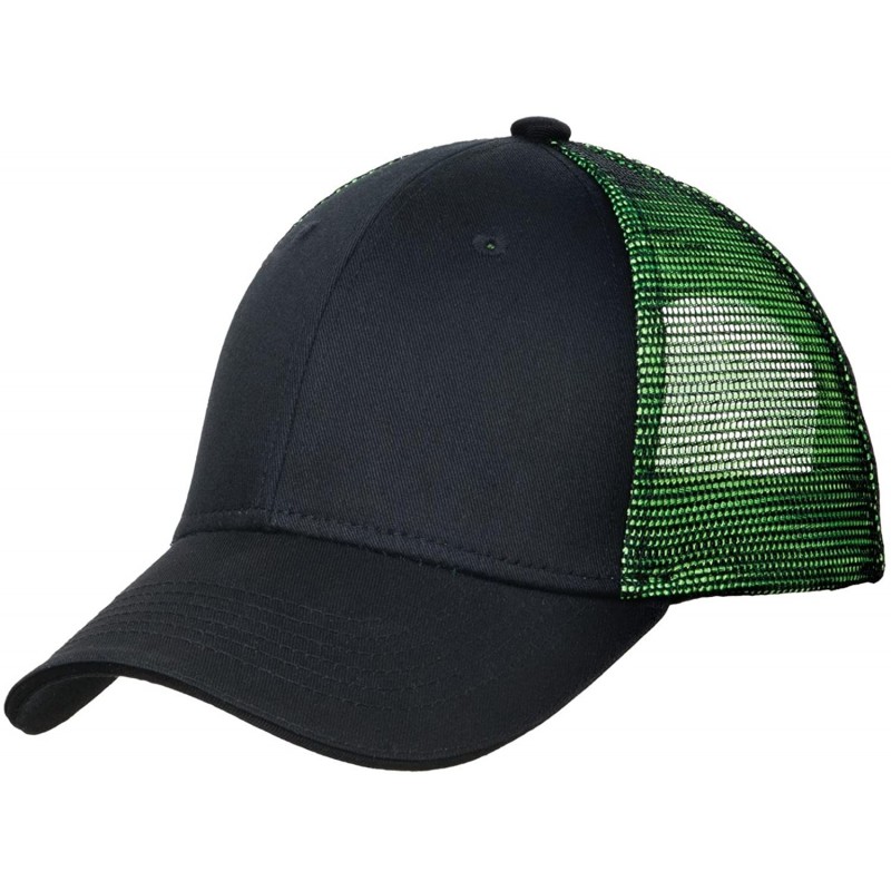 Baseball Caps Men's Double Mesh Snapback Sandwich Bill Cap - Black/ Shock Green - C011NGRC4GJ $12.27