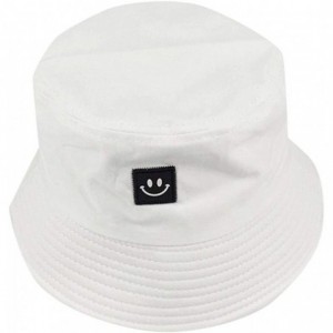 Bucket Hats Unisex Flat Fisherman Hat-Vintage Smiley Face Bucket Hip Hop Sunscreen Fishing Outdoors Cap residentD - White - C...