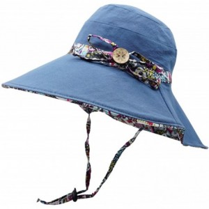 Sun Hats Women's Large Brimmed Summer Hat Foldable Garden Beach UV Protective Sun Hat - Navy_style 2 - CC18QN2IK0A $10.37