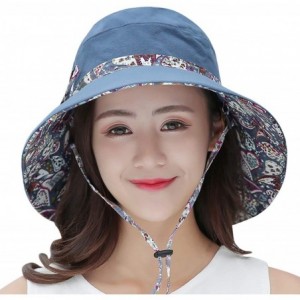 Sun Hats Women's Large Brimmed Summer Hat Foldable Garden Beach UV Protective Sun Hat - Navy_style 2 - CC18QN2IK0A $10.37