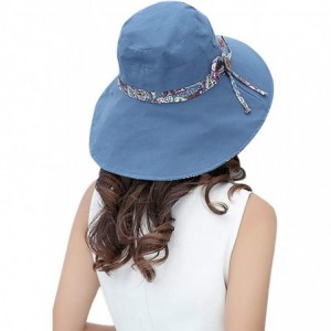 Sun Hats Women's Large Brimmed Summer Hat Foldable Garden Beach UV Protective Sun Hat - Navy_style 2 - CC18QN2IK0A $10.37